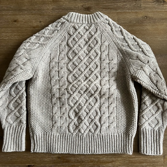Frank and Oak Wool Taupe/Beige Cable Knit Sweater - Picture 3 of 6